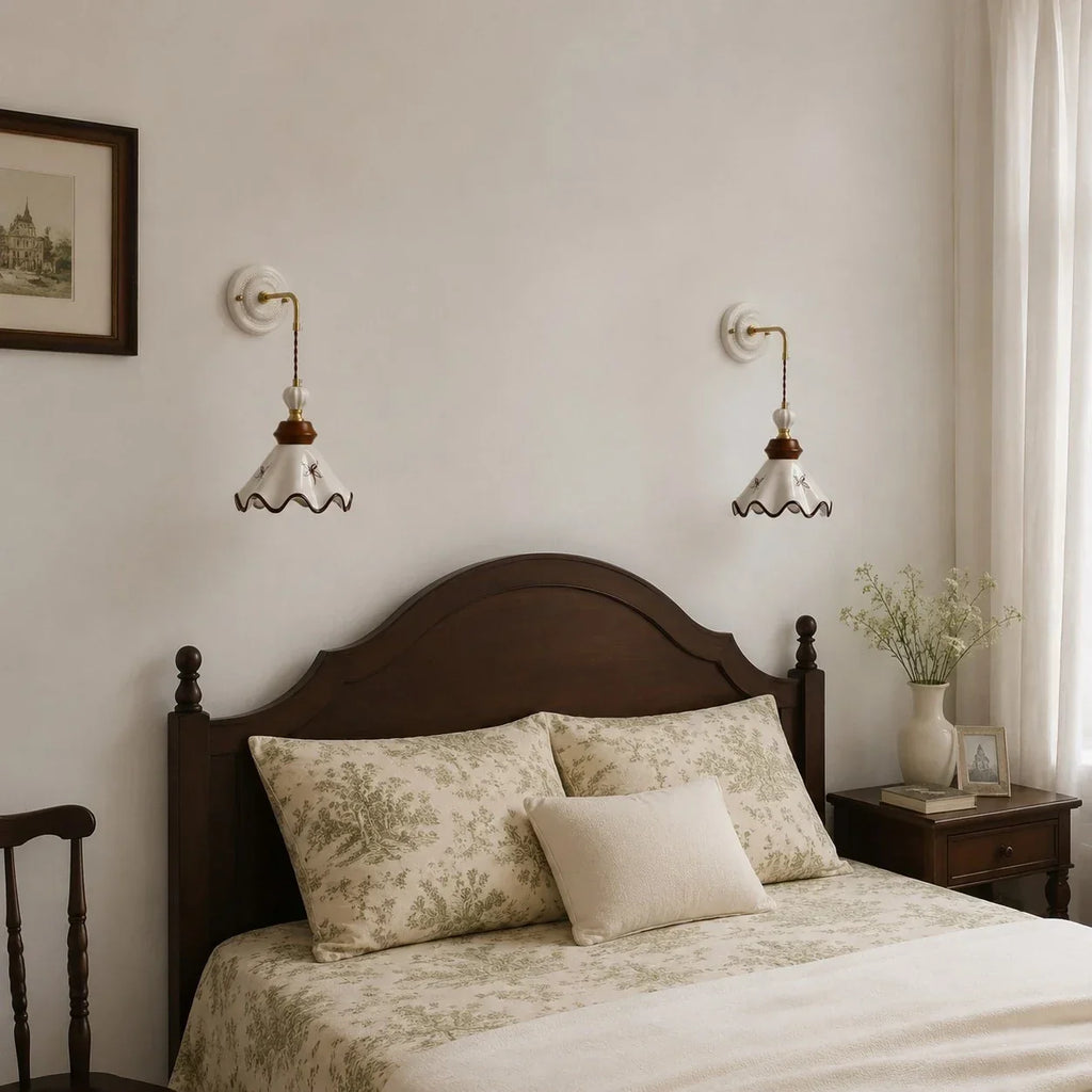 Compact Hand-Painted Ceramic Wall Sconce — Gloss Finish
