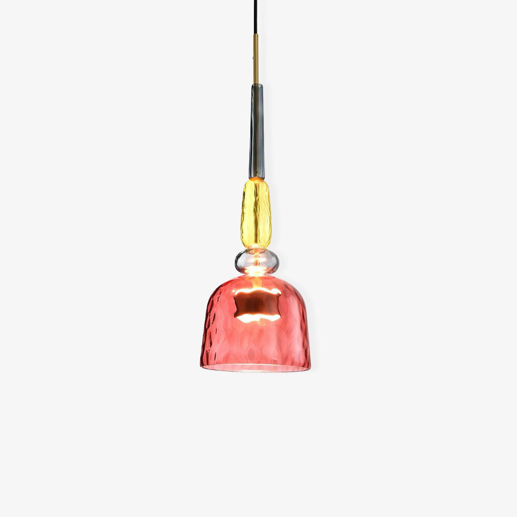 Candy Iron Hand Blown Glass Pendant Lamp — Colorful Mixed Color Glass Shade