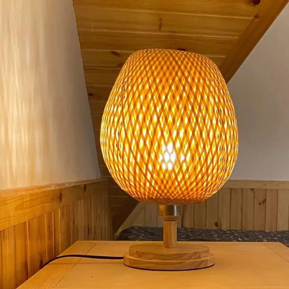 Sustainable Bamboo Table Lamp — Handcrafted Natural Accent Light
