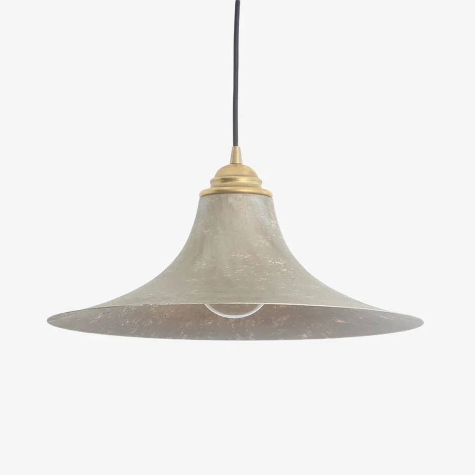 Low-Profile Wabi-Sabi Pendant Light — Hand-Finished 38 cm Matte Shade