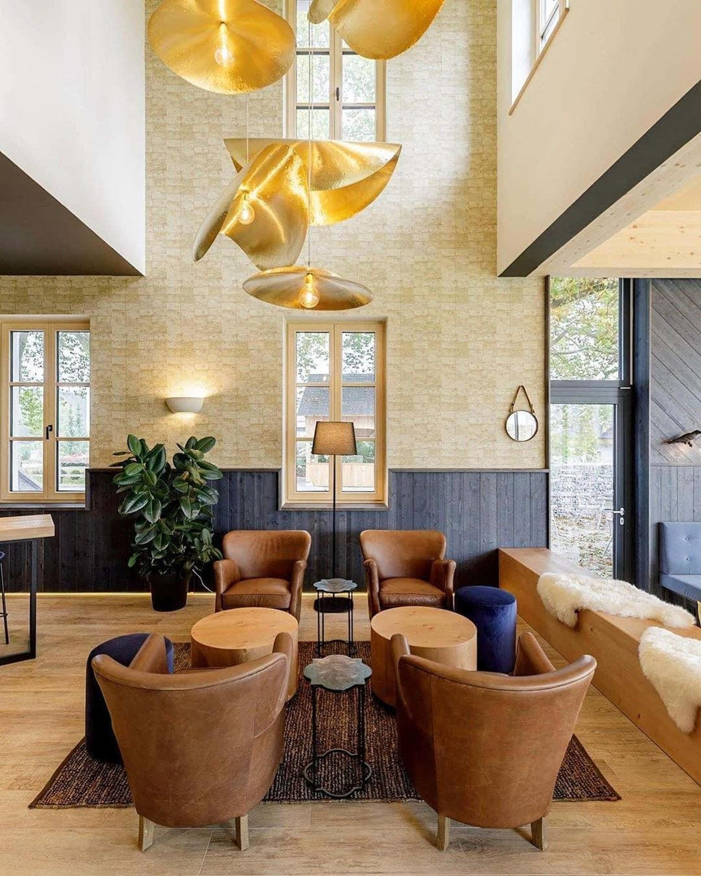 Hammered Brass Matte Pendant Light