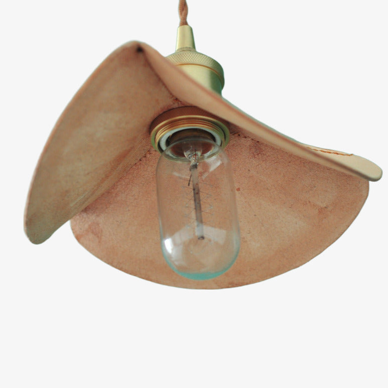 Compact 20cm Hand Stitched Leather Petal Pendant Light
