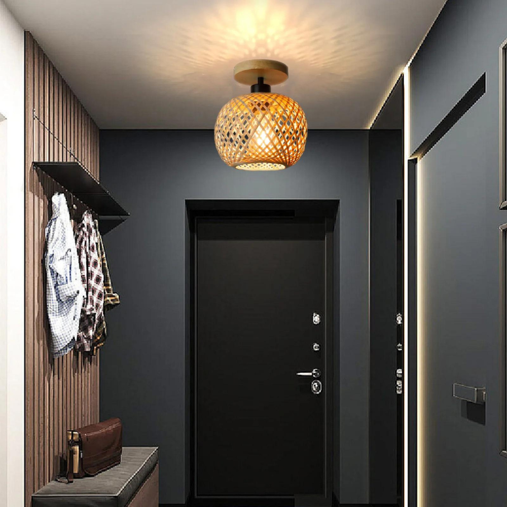 Handmade Bamboo Ceiling Light — Distinctive Grain Pattern, Organic Silhouette