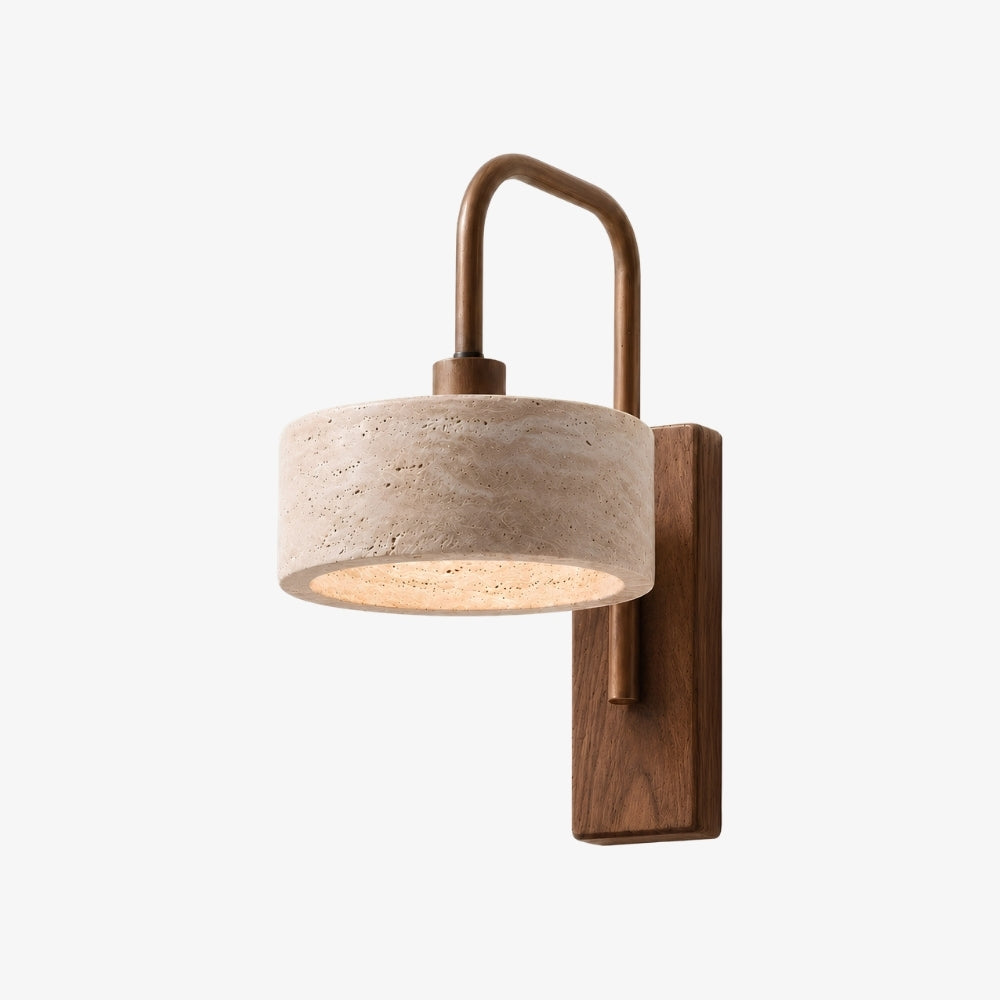 Travira Wabi Sabi Travertine Wall Sconce — Vintage Design, 8x14x10.6 Inch Dimensions