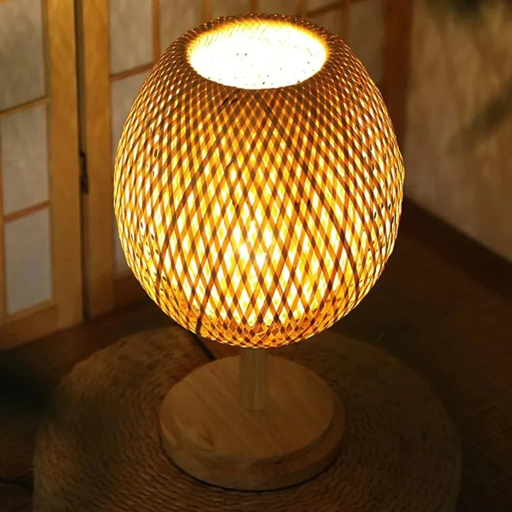 Sustainable Bamboo Table Lamp — Handcrafted Natural Accent Light
