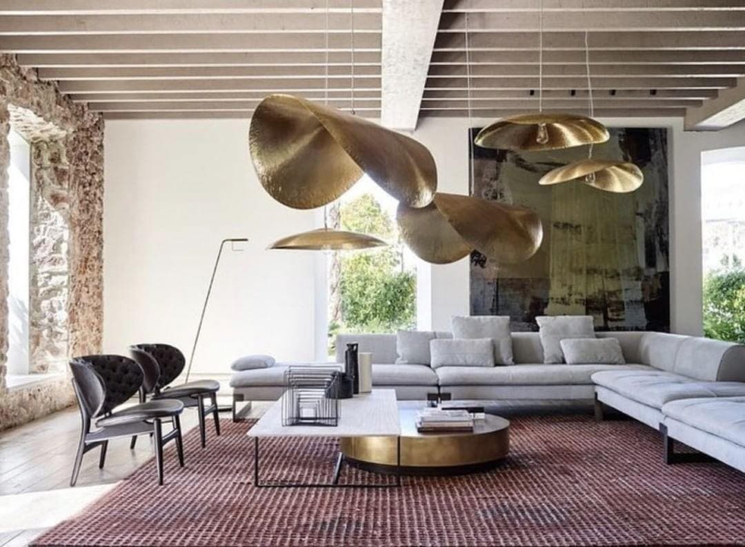 Hammered Brass Matte Pendant Light