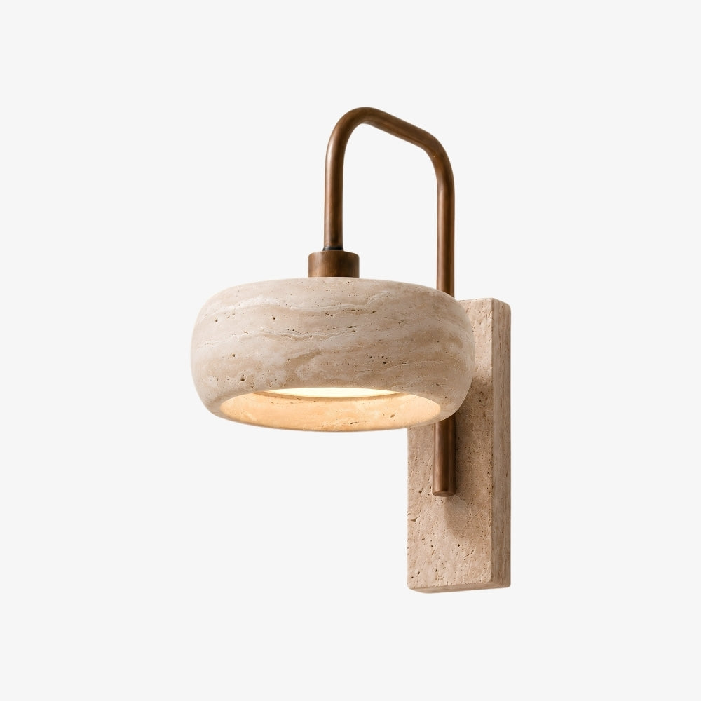 Travira Wabi Sabi Travertine Wall Sconce — Vintage Design, 8x14x10.6 Inch Dimensions