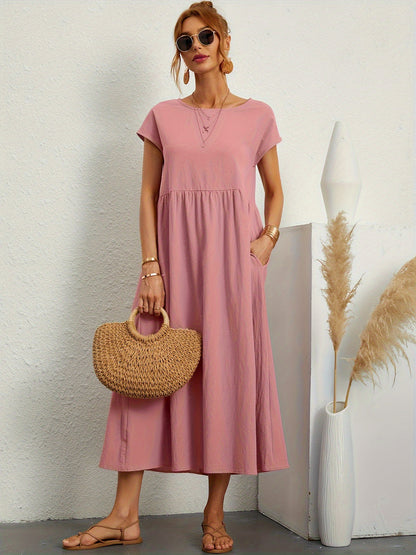 Robe Longue Fluide à Coupe Évasée et Taille Froncée