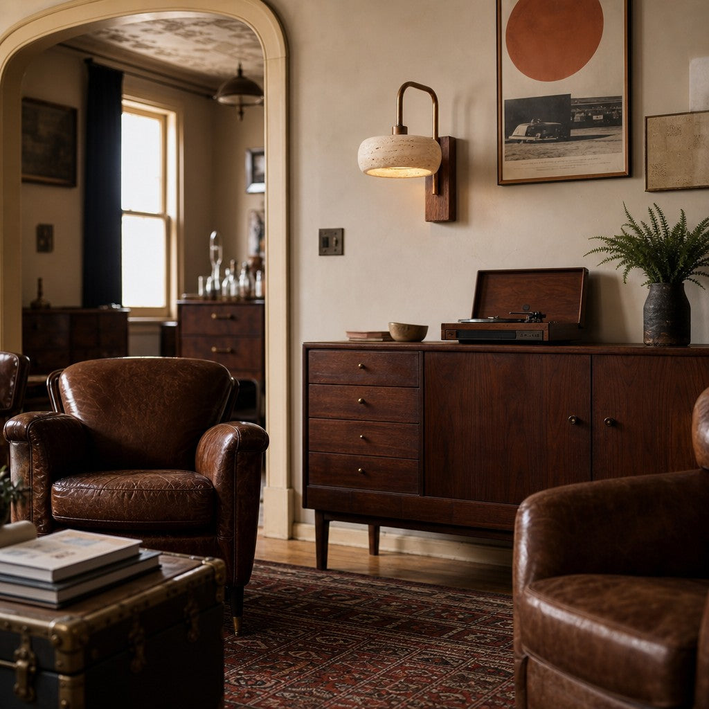 Travira Wabi Sabi Travertine Wall Sconce — Vintage Design, 8x14x10.6 Inch Dimensions