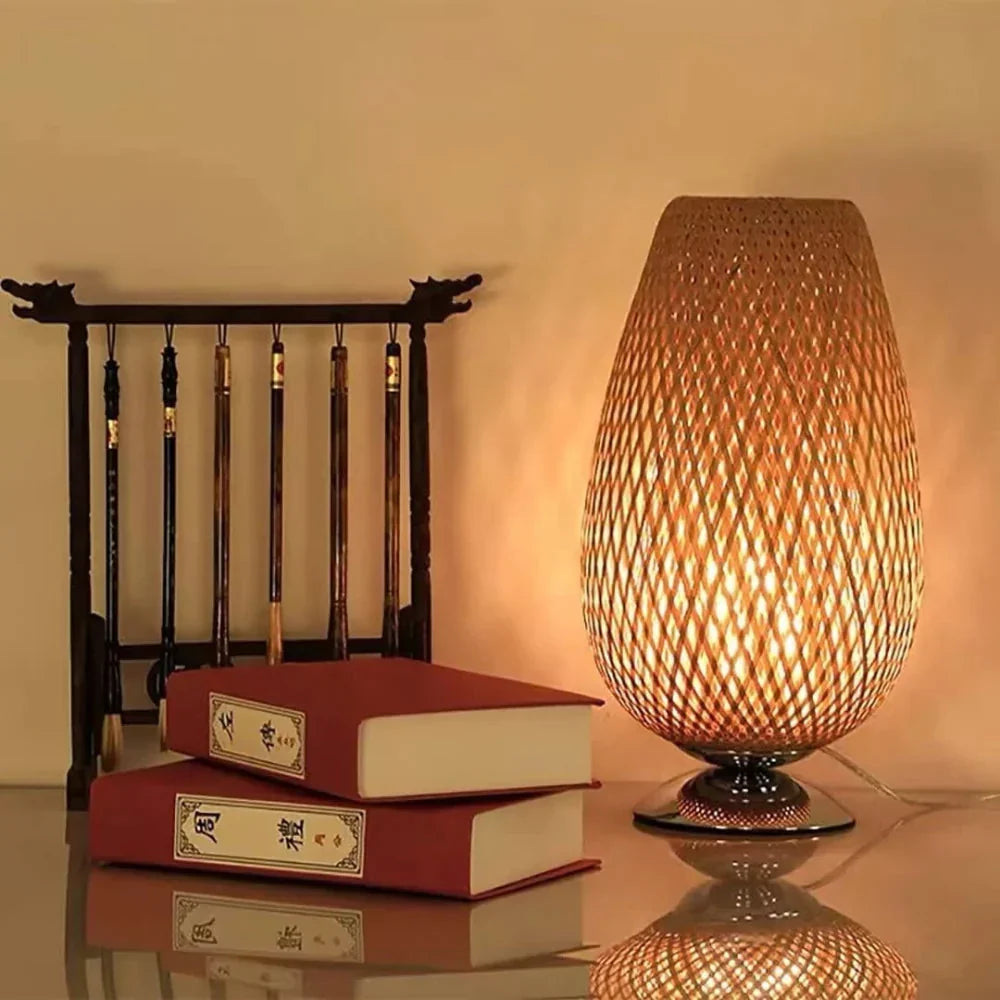 Sustainable Bamboo Table Lamp — Handcrafted Natural Accent Light
