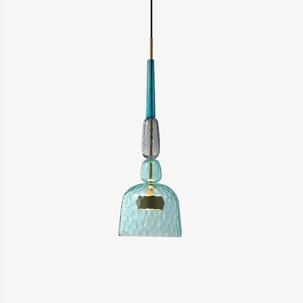 Candy Iron Hand Blown Glass Pendant Lamp — Colorful Mixed Color Glass Shade