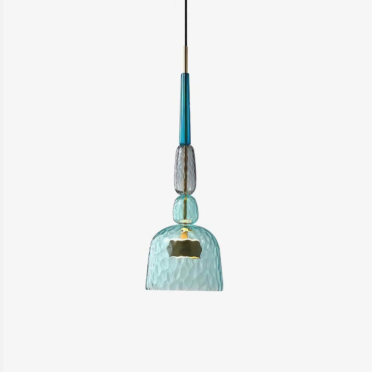 Candy Iron Hand Blown Glass Pendant Lamp — Colorful Mixed Color Glass Shade