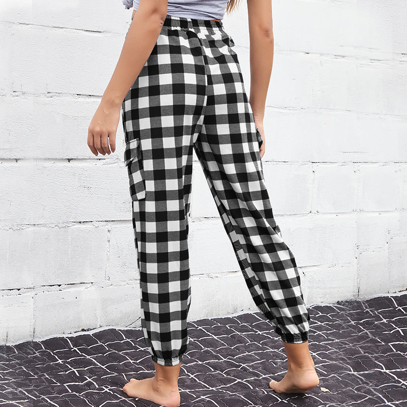 Pantalon Jogger à Carreaux Style "Cargo" avec Taille Élastiquée