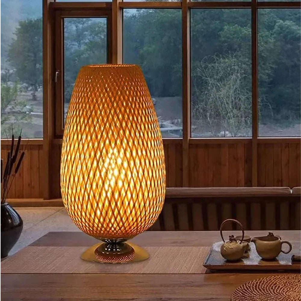 Sustainable Bamboo Table Lamp — Handcrafted Natural Accent Light