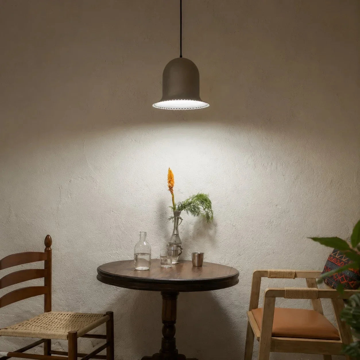 Wabi-Sabi Hand-Aged Rust Pendant Light — 31cm Perforated Lower Rim