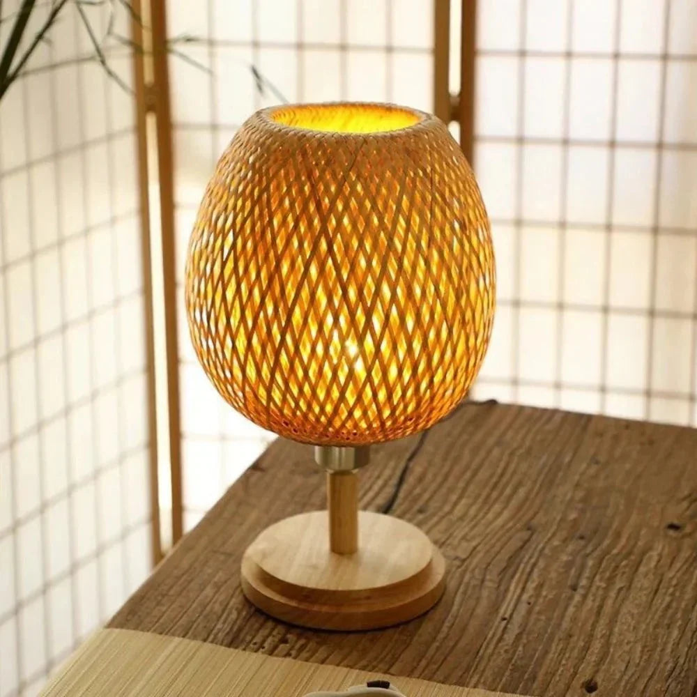 Sustainable Bamboo Table Lamp — Handcrafted Natural Accent Light