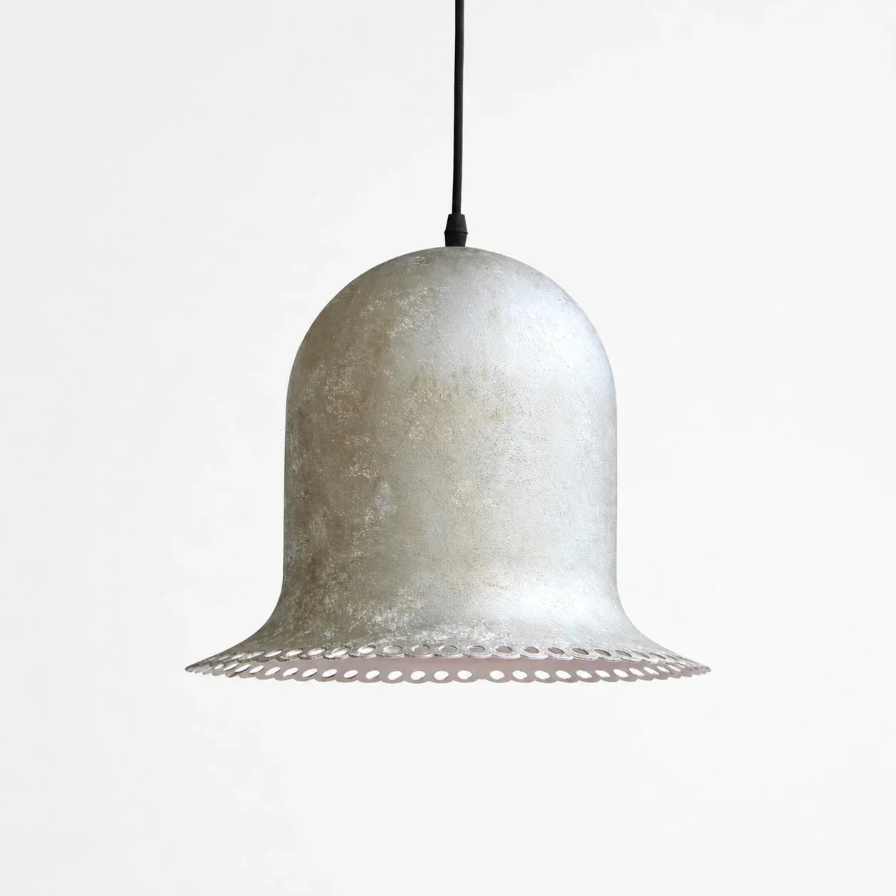 Wabi-Sabi Hand-Aged Rust Pendant Light — 31cm Perforated Lower Rim