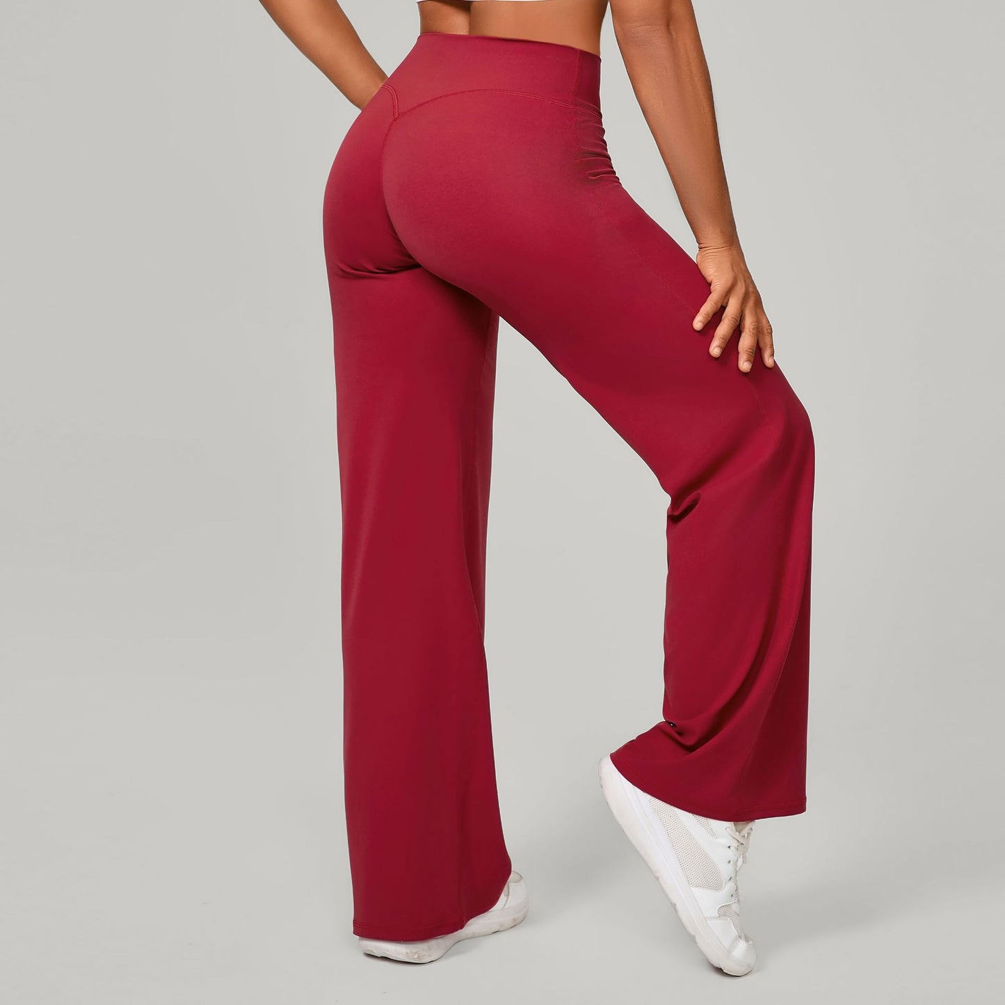 Pantalon de Sport à Jambes Larges et Taille Haute Sculptante