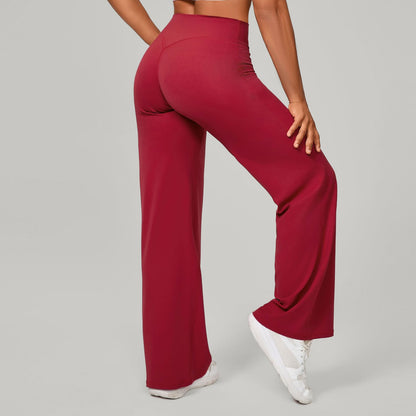 Pantalon de Sport à Jambes Larges et Taille Haute Sculptante