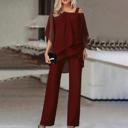 Ensemble Femme Élégant – Haut Fluide & Pantalon Droit
