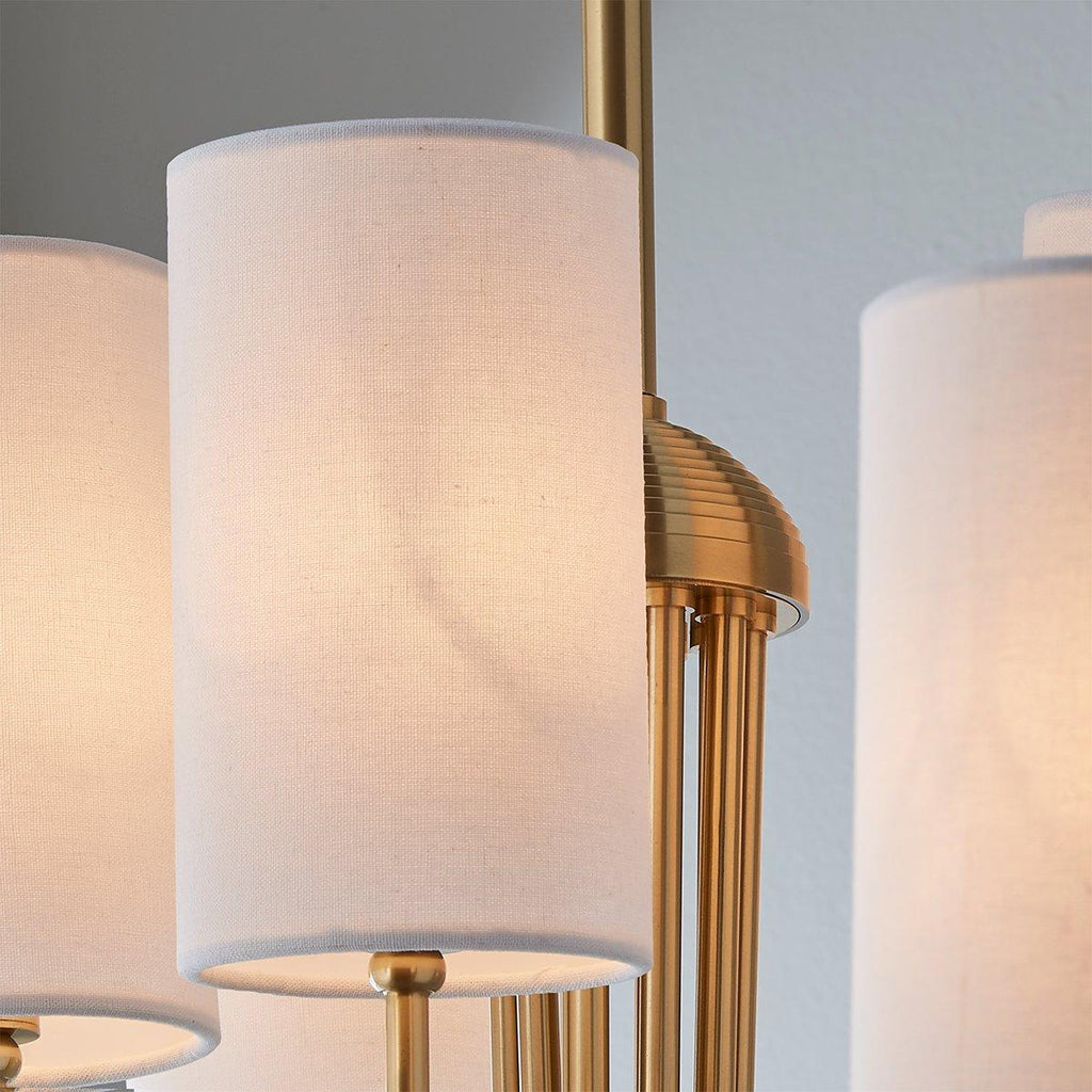 Esilora Harlem Chandelier — Belgian Linen Drum Shades