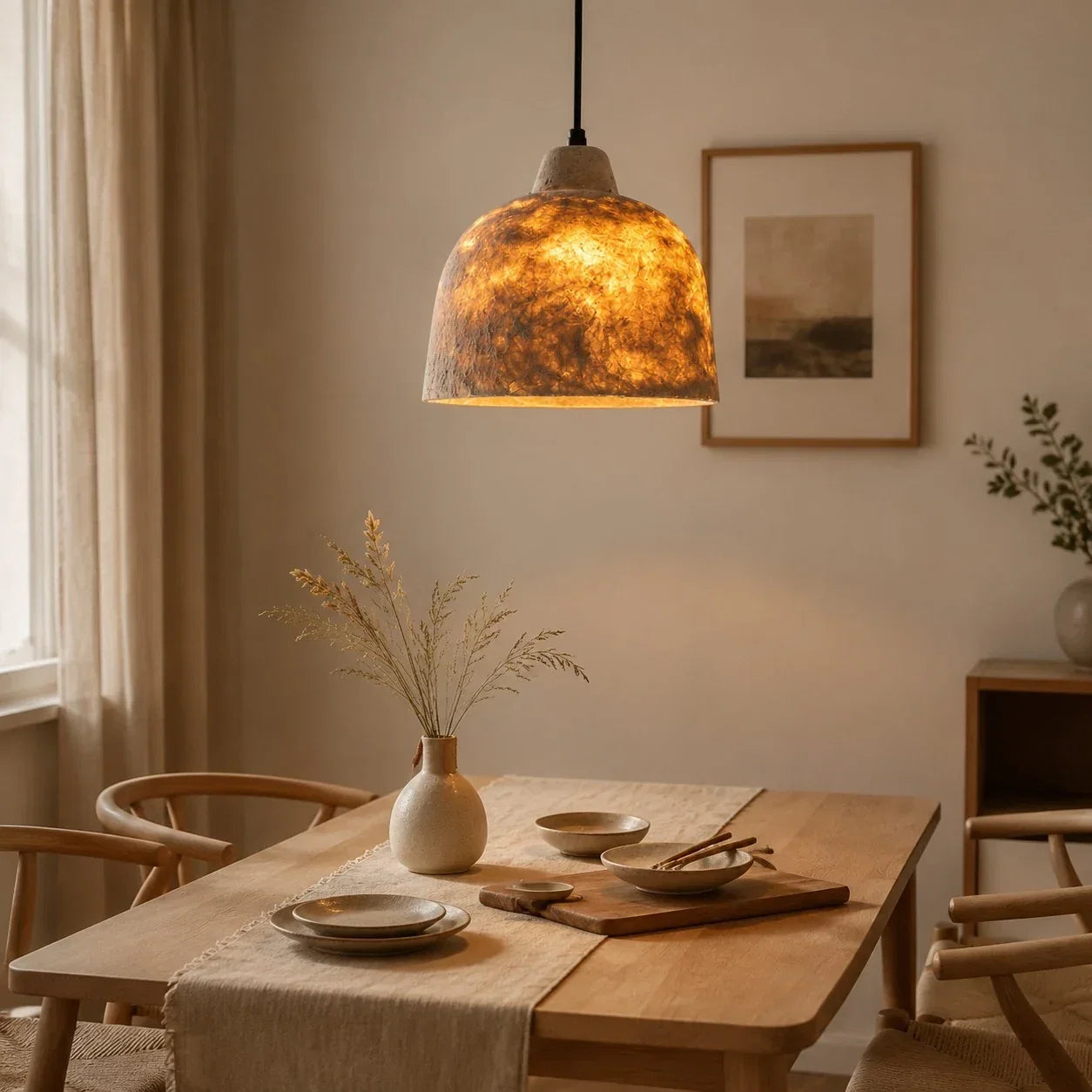 Handwoven Paper Bell Ceiling Pendant Light