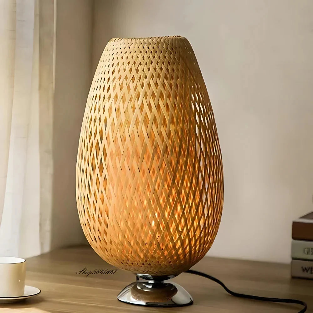 Sustainable Bamboo Table Lamp — Handcrafted Natural Accent Light