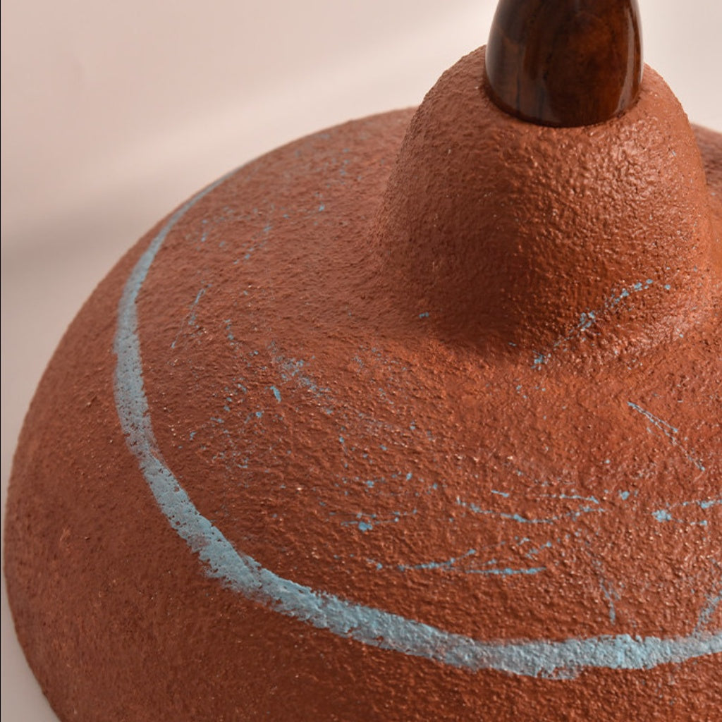 Hand-Painted Terracotta Resin Pendant Light — 35cm Dome, 7.3 Inch Height