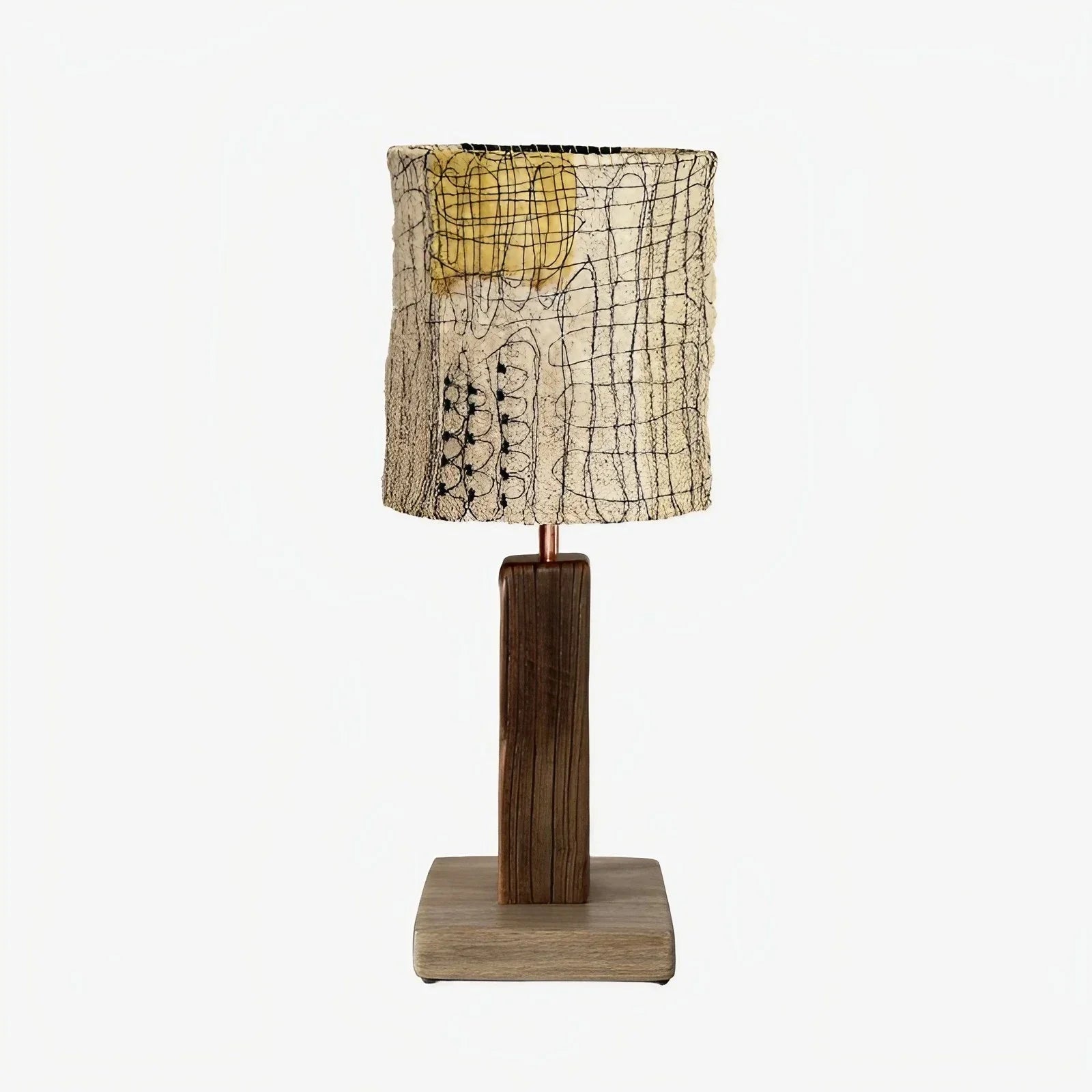 Loofah Fiber Table Lamp — Handwoven Shade and Carved Wood Base