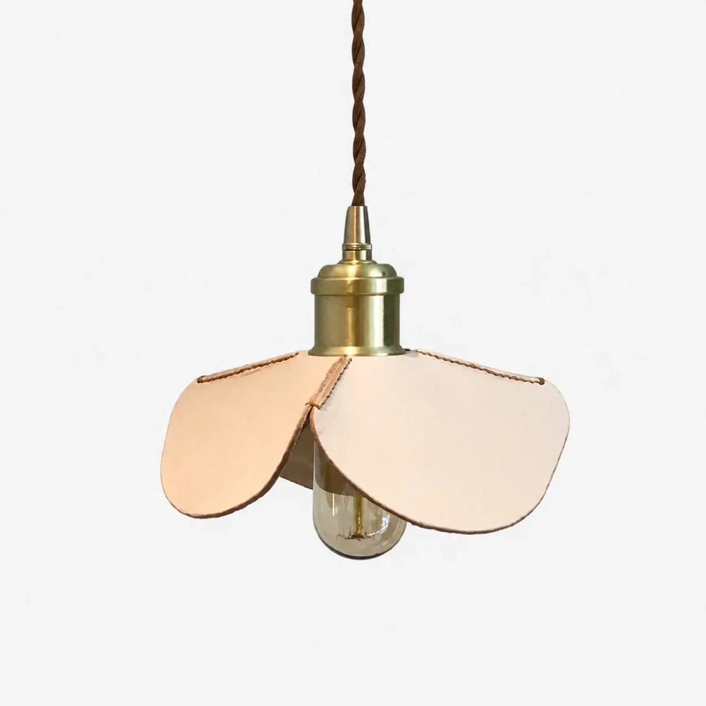 Compact 20cm Hand Stitched Leather Petal Pendant Light