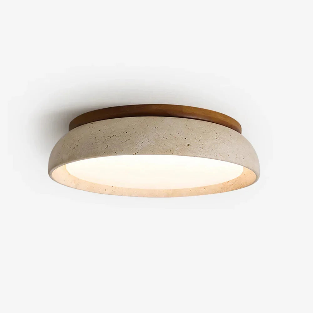 Travira Sculptural Travertine Ceiling Fixture – Soft Ambient Light