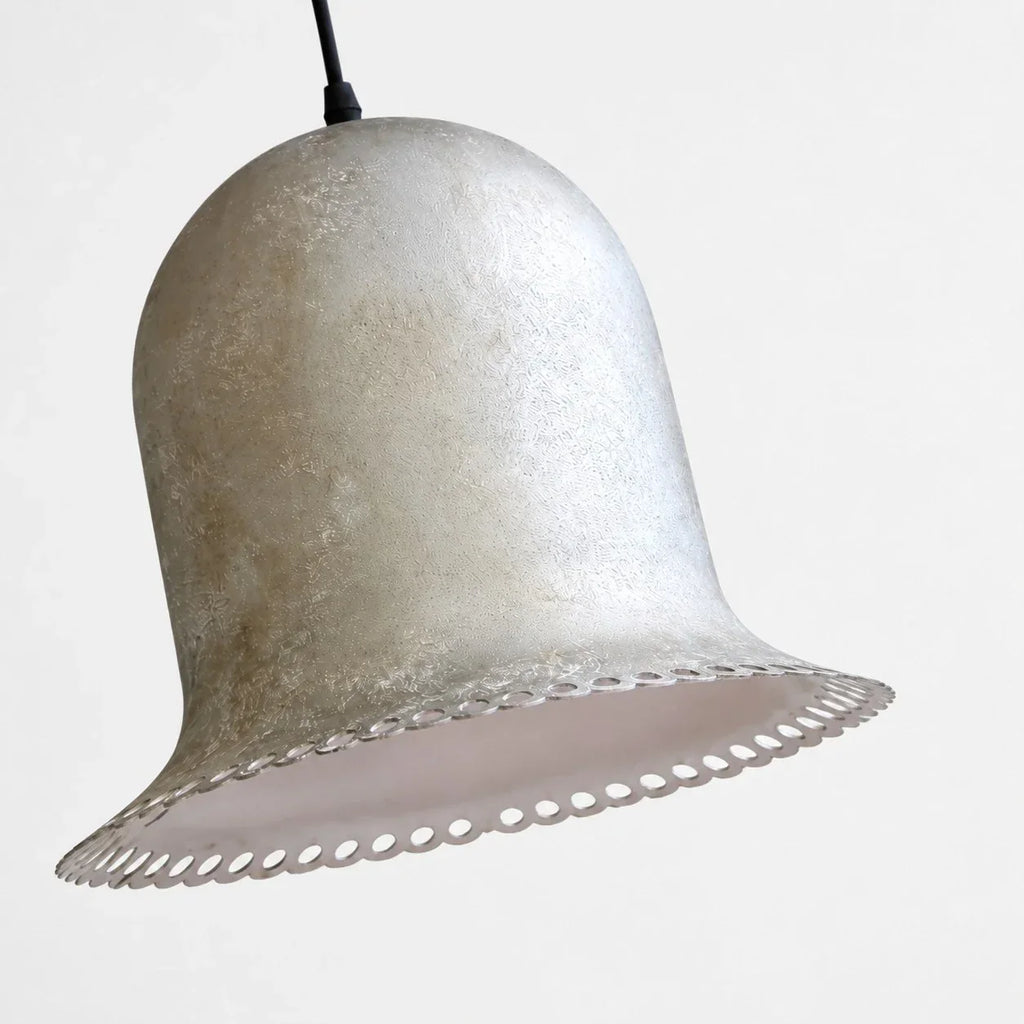 Wabi-Sabi Hand-Aged Rust Pendant Light — 31cm Perforated Lower Rim