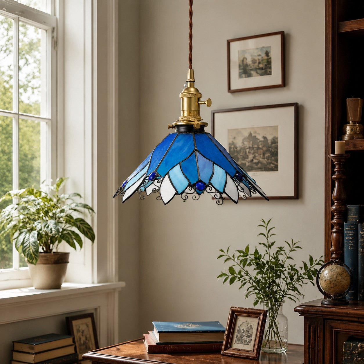 Handmade Stained Glass Ceiling Pendant Lamp