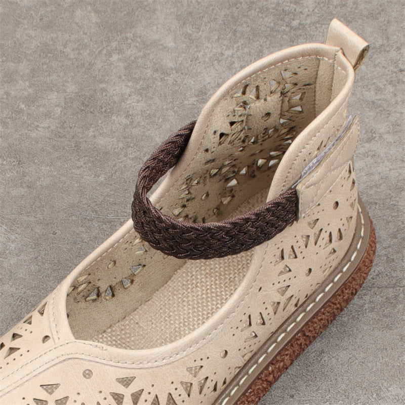Chaussures Plates Artisanales à Découpes Laser et Bride Tressée