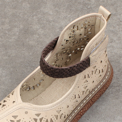 Chaussures Plates Artisanales à Découpes Laser et Bride Tressée