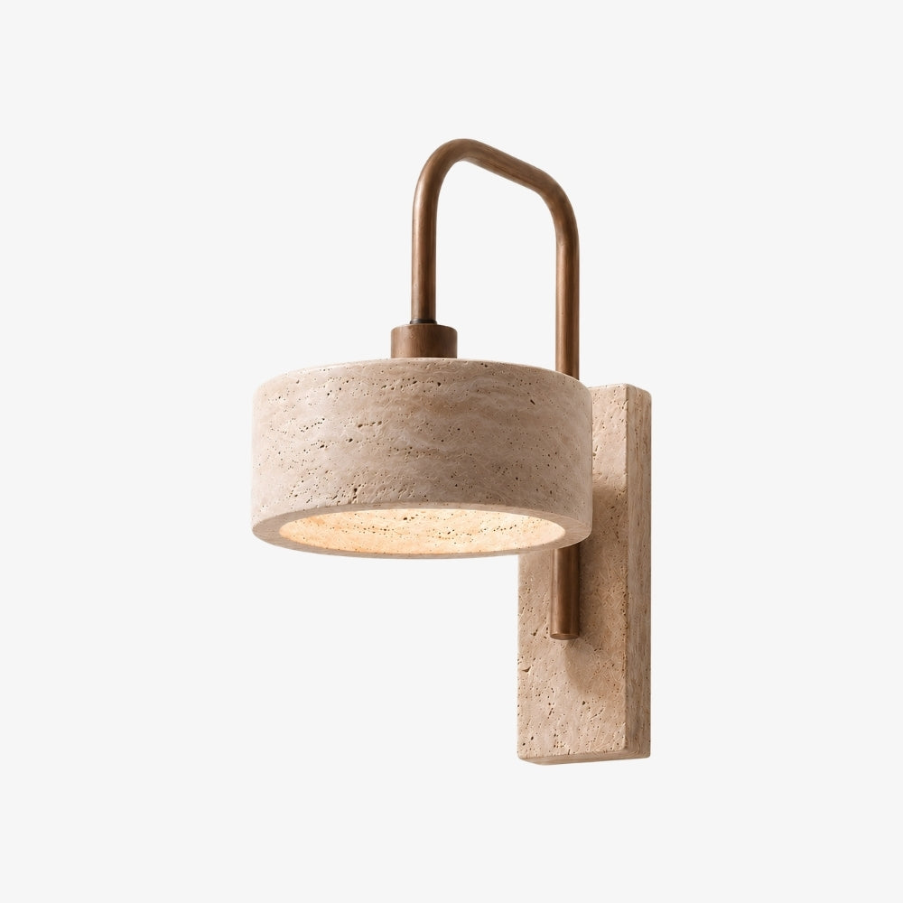 Travira Wabi Sabi Travertine Wall Sconce — Vintage Design, 8x14x10.6 Inch Dimensions