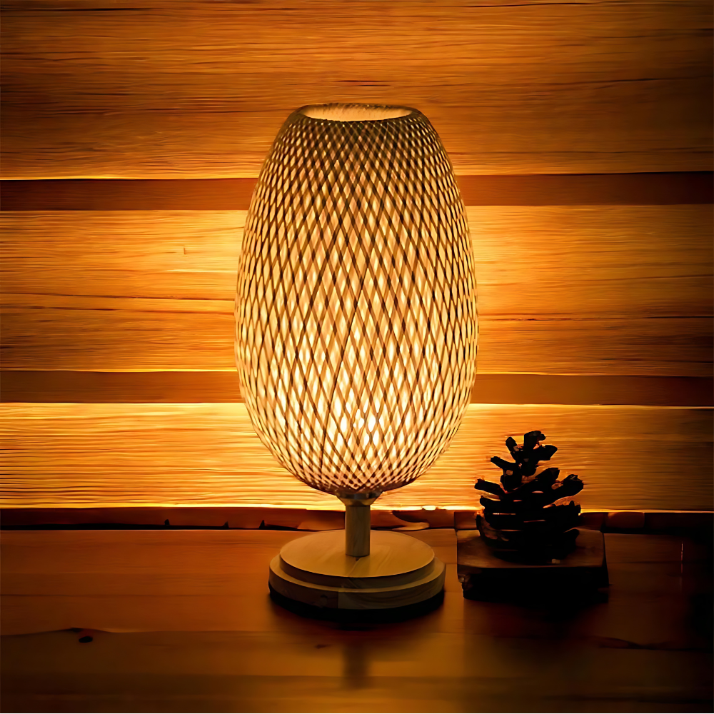 Sustainable Bamboo Table Lamp — Handcrafted Natural Accent Light