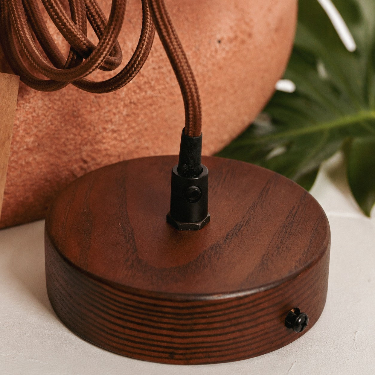 Hand-Painted Terracotta Resin Pendant Light — 35cm Dome, 7.3 Inch Height