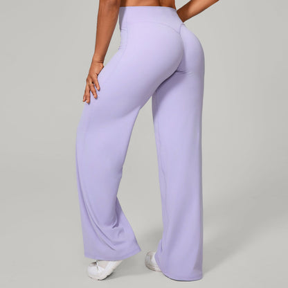 Pantalon de Sport à Jambes Larges et Taille Haute Sculptante