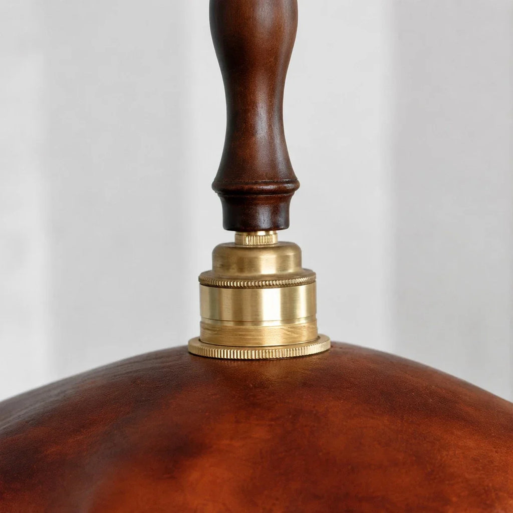 Handmade Distressed Cowhide Pendant Light — Brass Socket Hardware