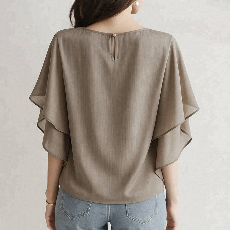 Blouse Fluide à Manches Volantées Cascade