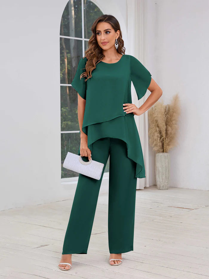 Ensemble Femme Élégant à Coupe Fluide avec Pantalon Droit