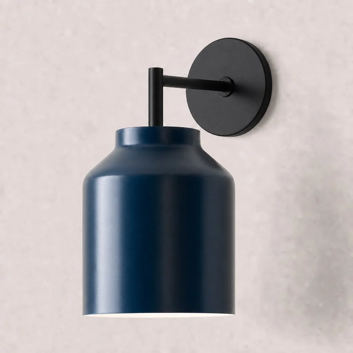 Hanton Minimal Wall Sconce — Vintage Milk Glass Shade, Metal Accent Hardware