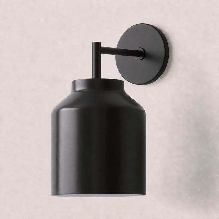 Hanton Minimal Wall Sconce — Vintage Milk Glass Shade, Metal Accent Hardware