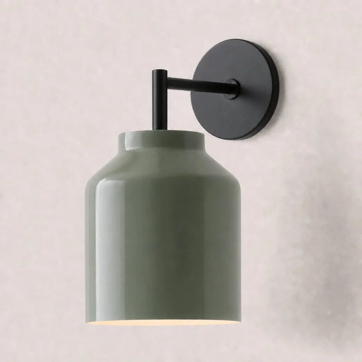 Hanton Minimal Wall Sconce — Vintage Milk Glass Shade, Metal Accent Hardware