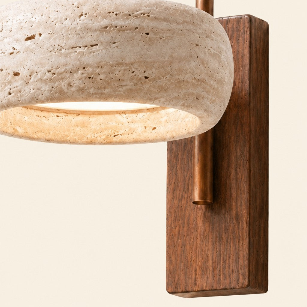 Travira Wabi Sabi Travertine Wall Sconce — Vintage Design, 8x14x10.6 Inch Dimensions
