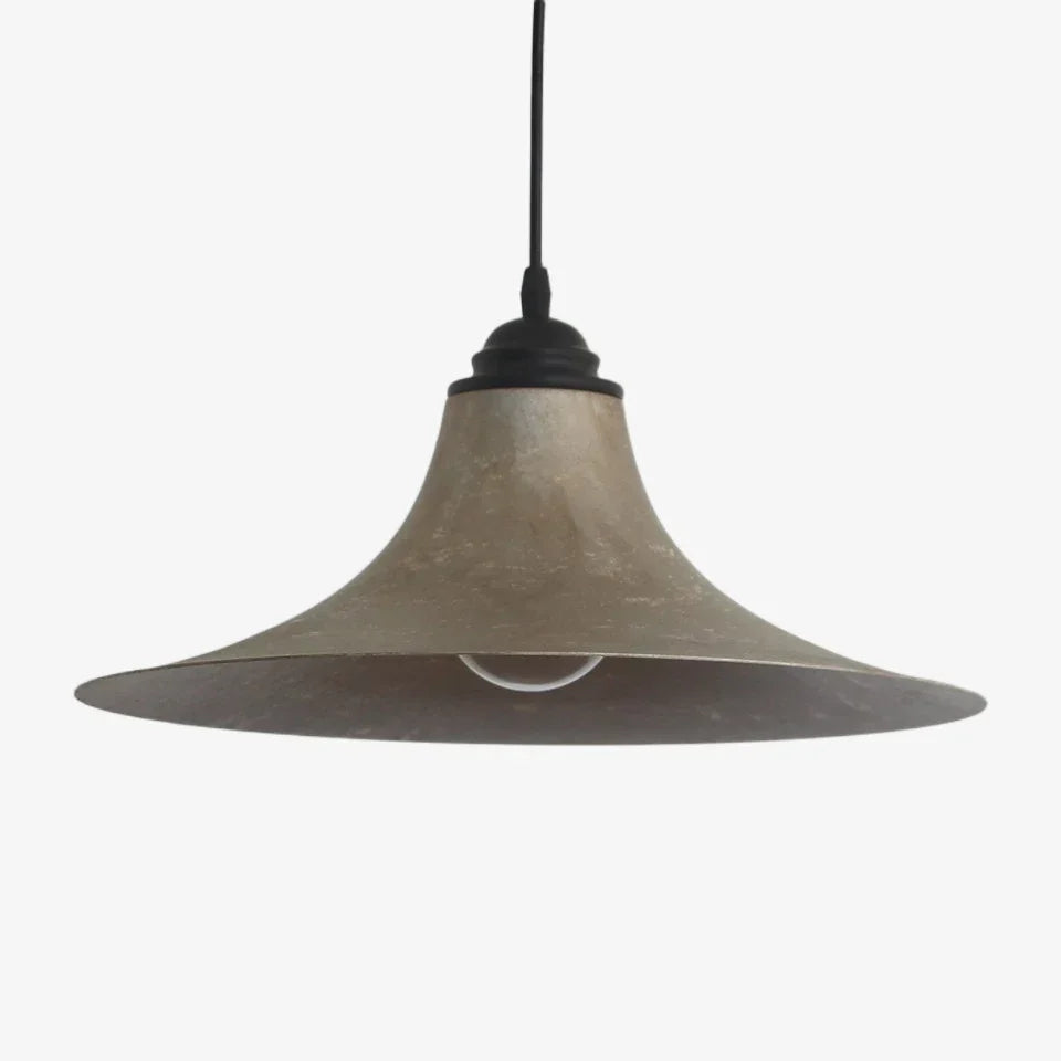Low-Profile Wabi-Sabi Pendant Light — Hand-Finished 38 cm Matte Shade
