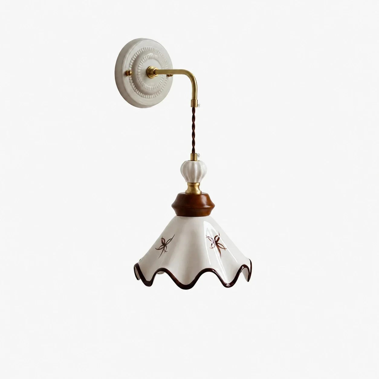 Compact Hand-Painted Ceramic Wall Sconce — Gloss Finish