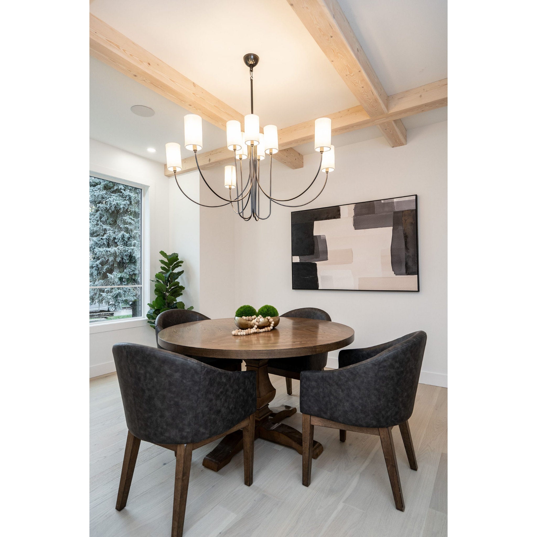 Esilora Harlem Chandelier — Belgian Linen Drum Shades