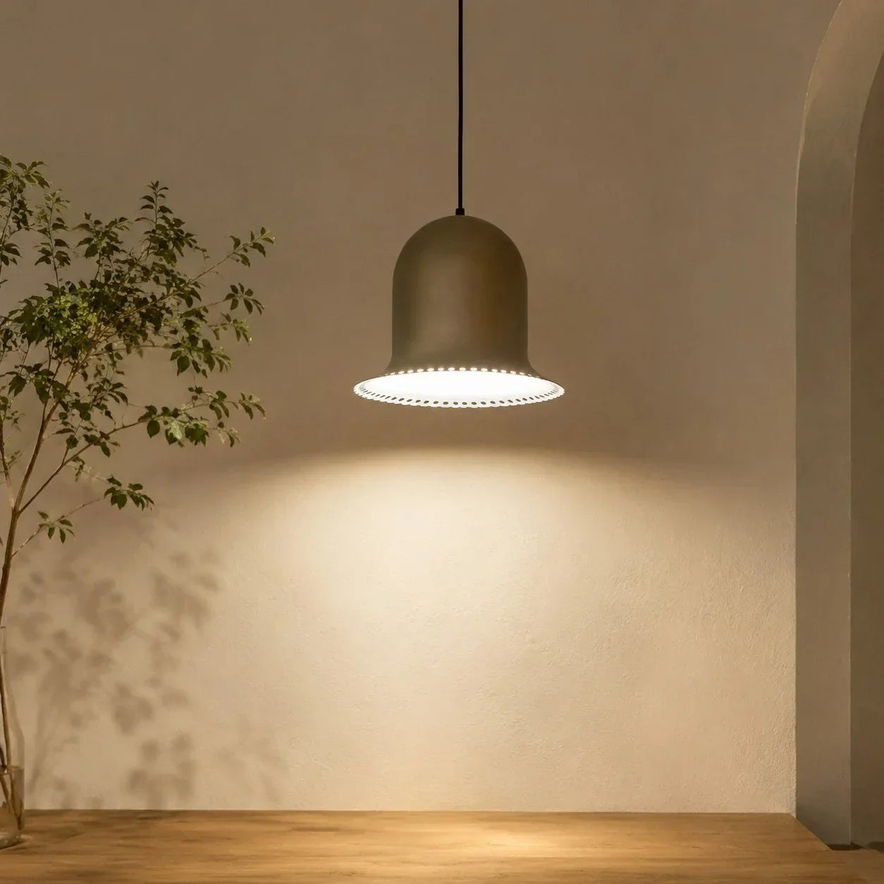 Wabi-Sabi Hand-Aged Rust Pendant Light — 31cm Perforated Lower Rim
